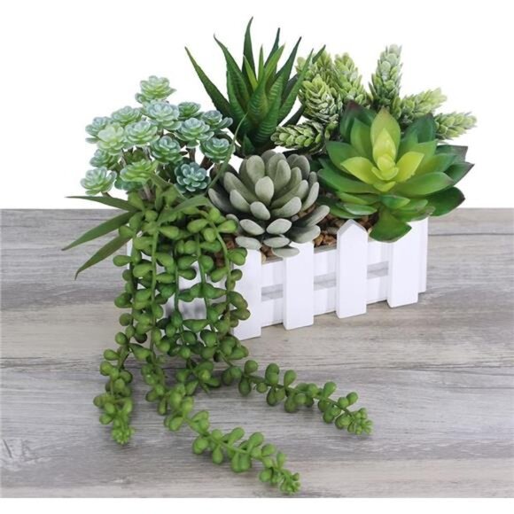 Winlyn 6 Pcs Unpotted Fake Succulents Assorted Faux Succulent in Different - Picture 4 of 7